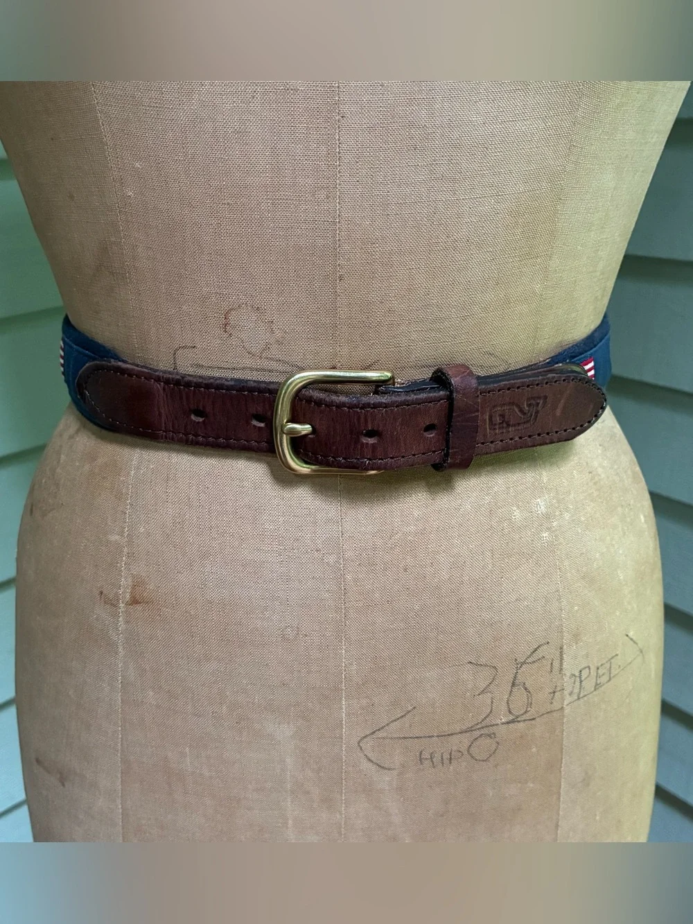 Vineyard Vines by Shep & Ian Leather Canvas American Flag Belt USA Boys size 26